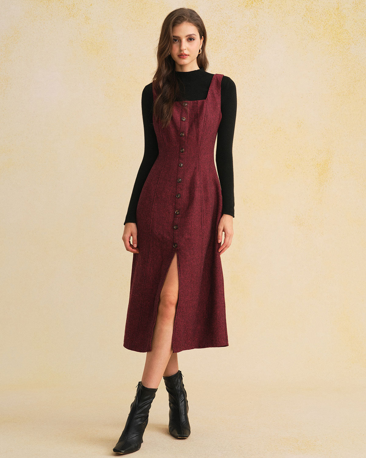 Women's Woven Polyester Midi Dress Dresses - RIHOAS