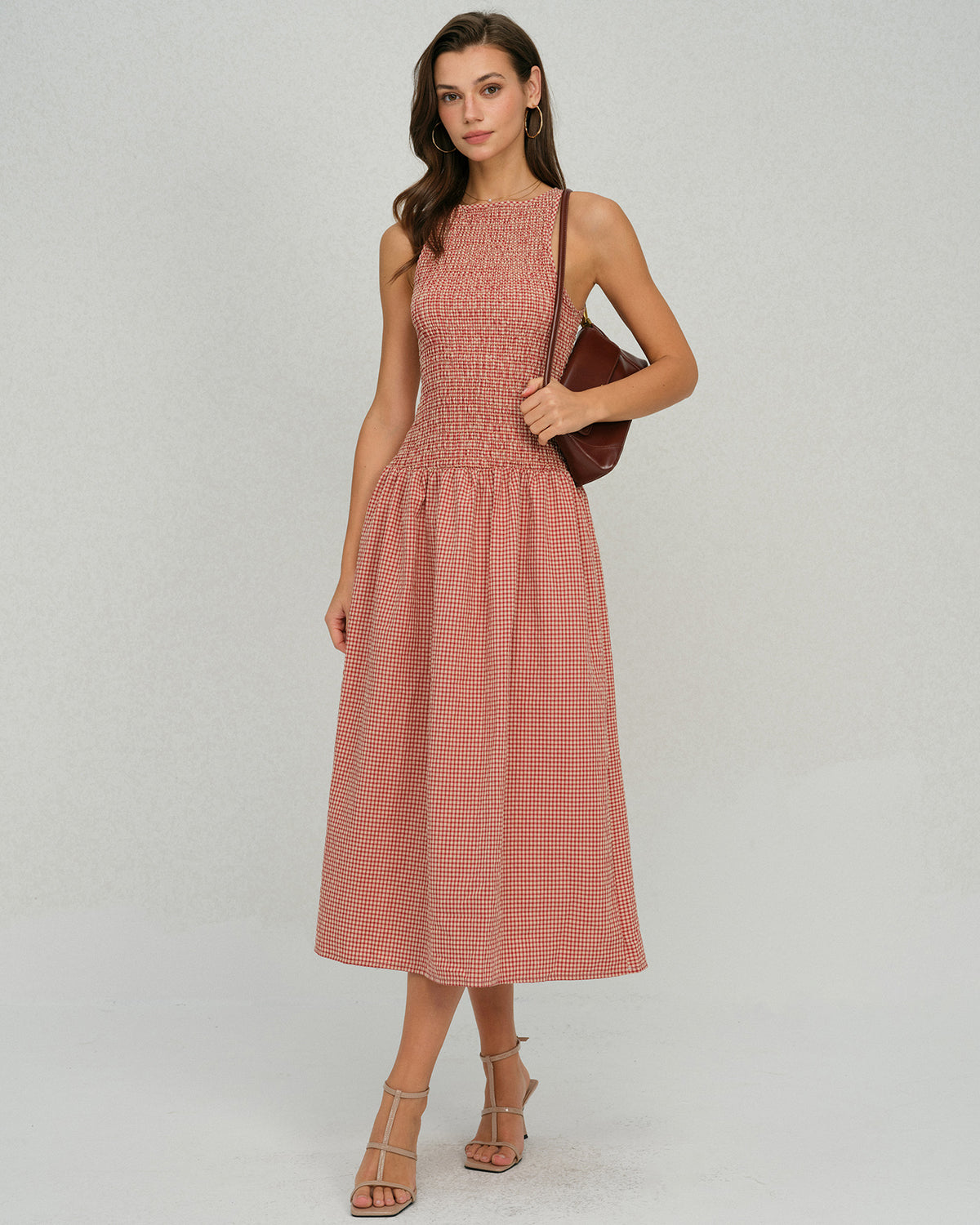 Women's Woven Polyester Midi Dress Dresses - RIHOAS