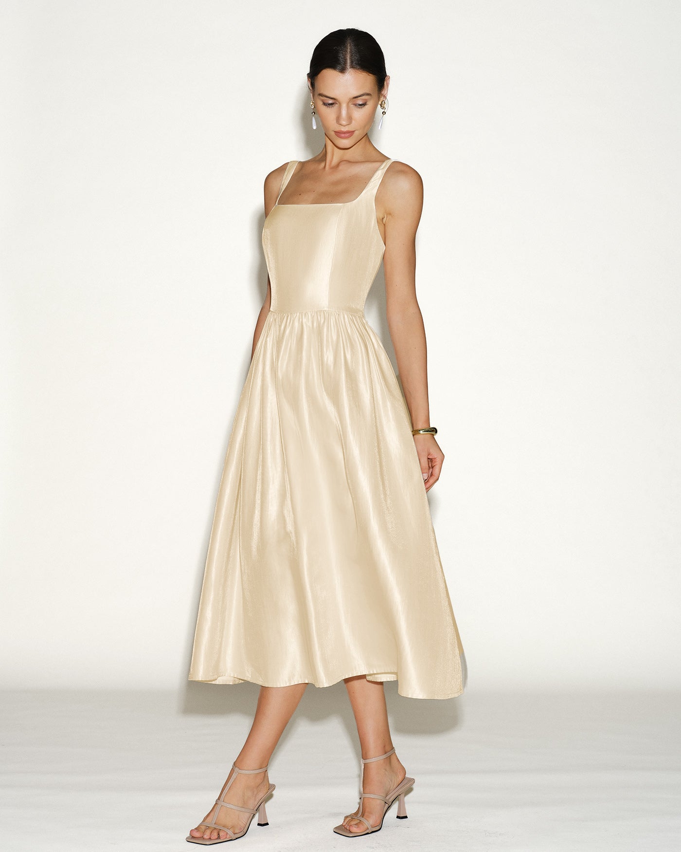 Women's Woven Polyester  Midi Dress Dresses - RIHOAS