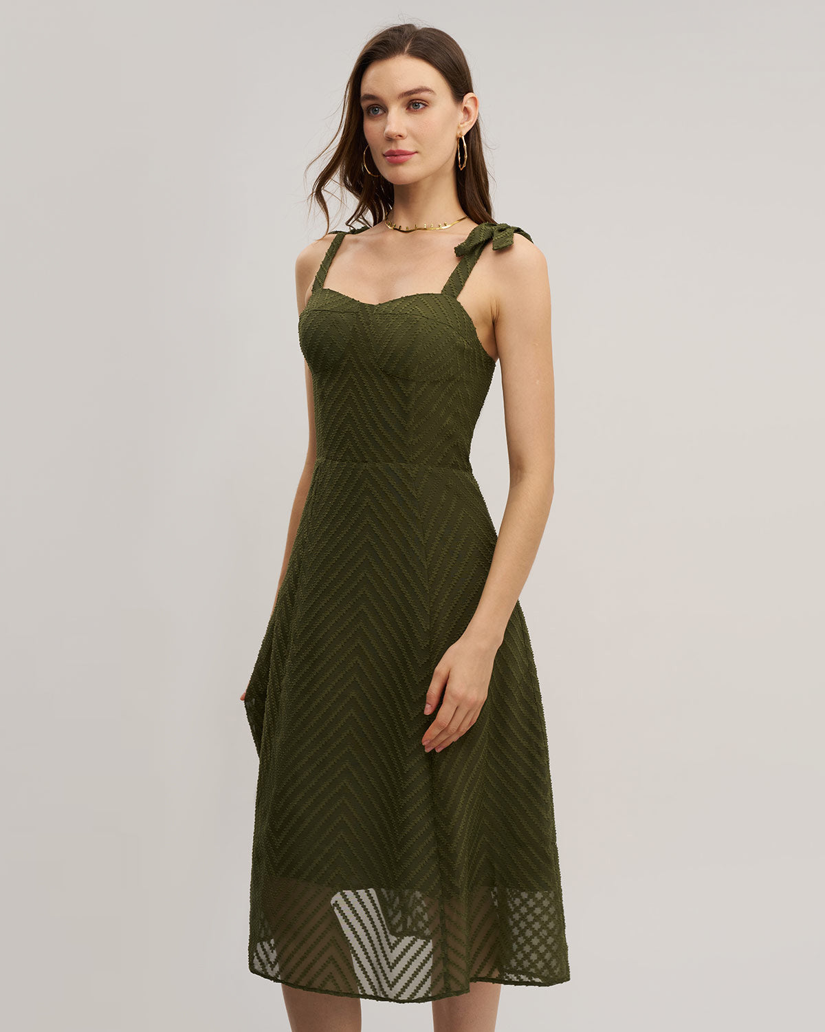 Women's Woven Polyester Midi Dress Dresses - RIHOAS