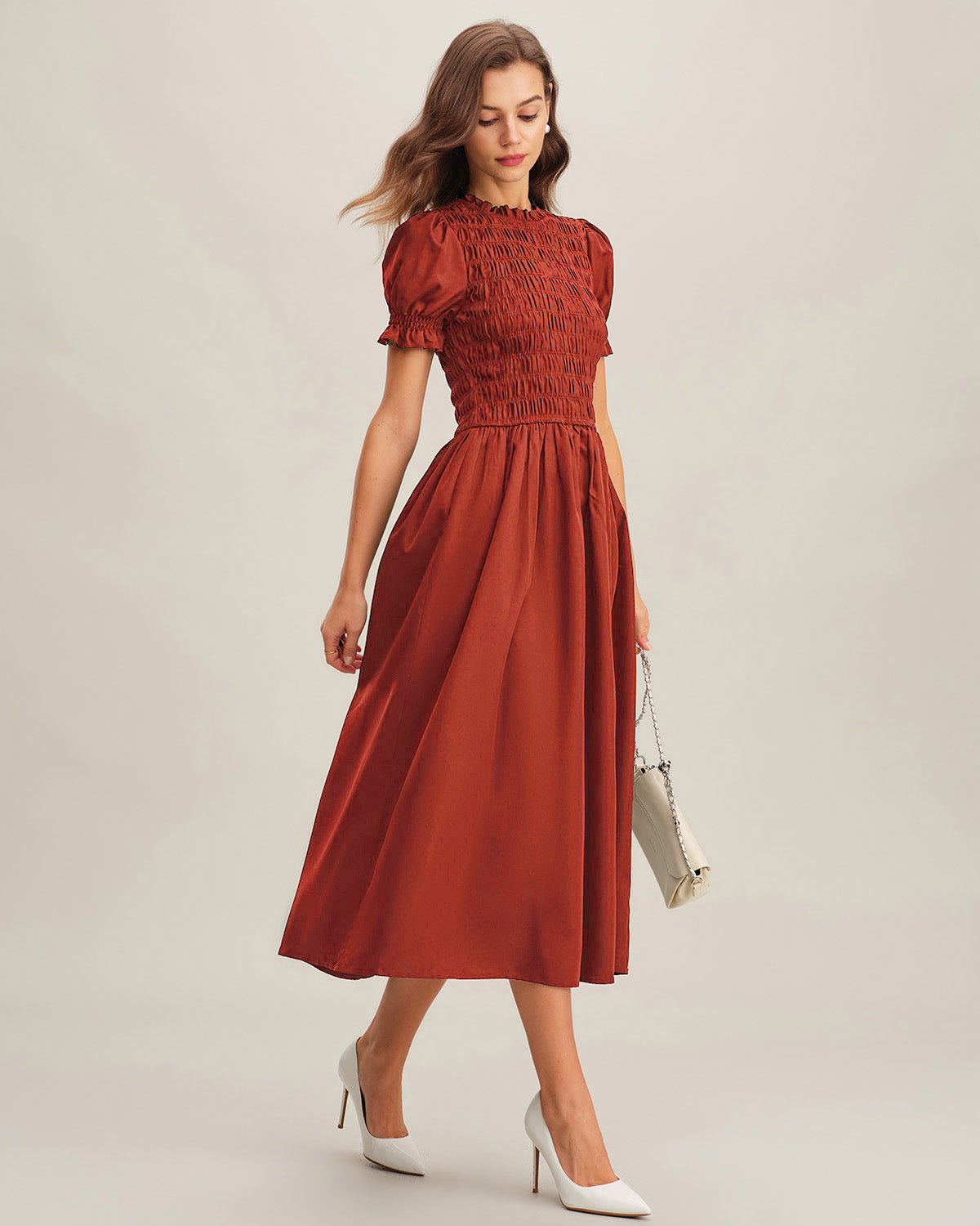Women's Woven Polyester Midi Dress Dresses - RIHOAS