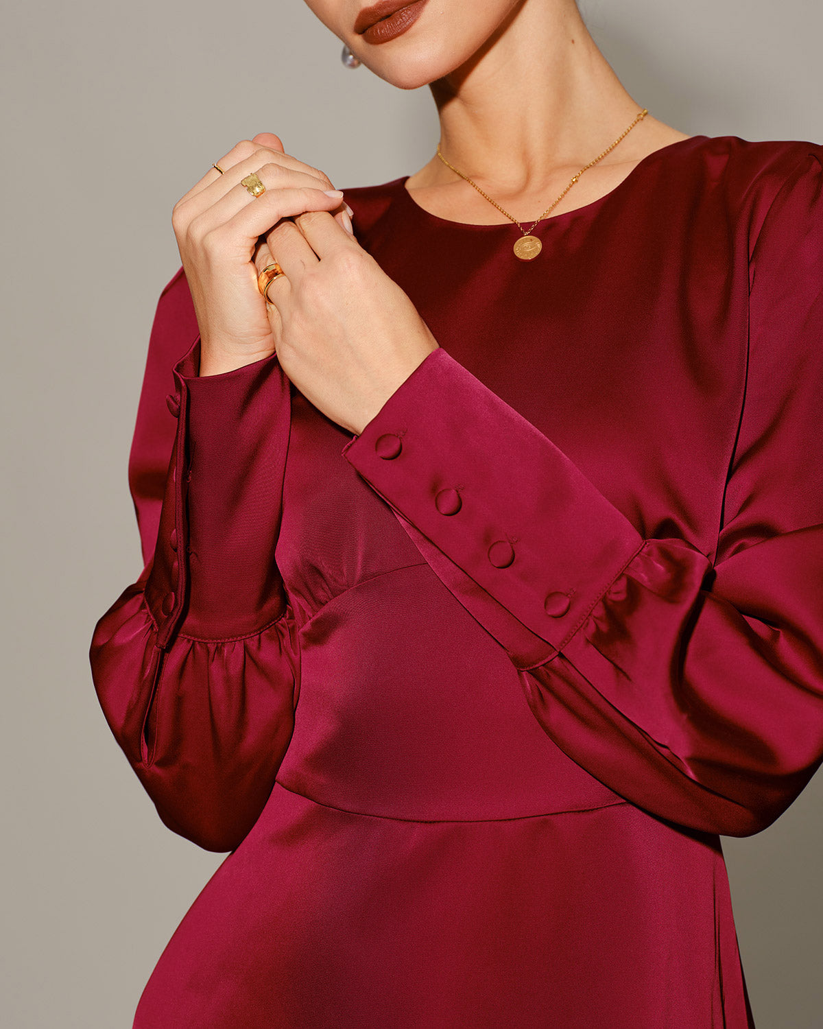 Wine Red Satin A-Line Midi Dress & Reviews - Wine Red - Dresses | RIHOAS Wine Red Satin A-Line Midi Dress & Reviews - Wine Red - Dresses | RIHOAS