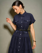 Women's  Woven Polyester Midi Dress Dresses - RIHOAS
