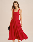 Women's Woven Polyester Midi Dress Dresses - RIHOAS