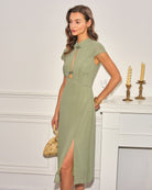 Women's Woven Polyester Midi Dress Dresses - RIHOAS