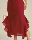 Women's Woven Polyester Midi Dress Dresses - RIHOAS