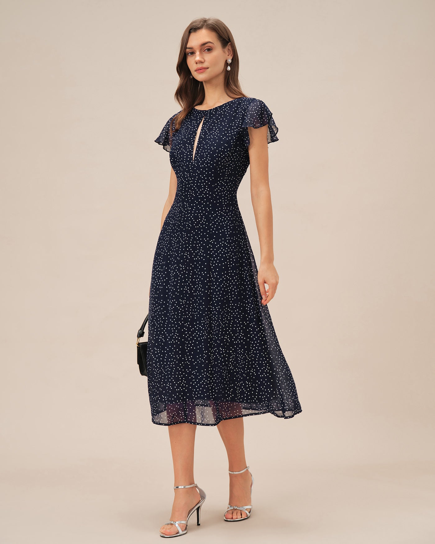 Women's Woven Polyester Midi Dress Dresses - RIHOAS