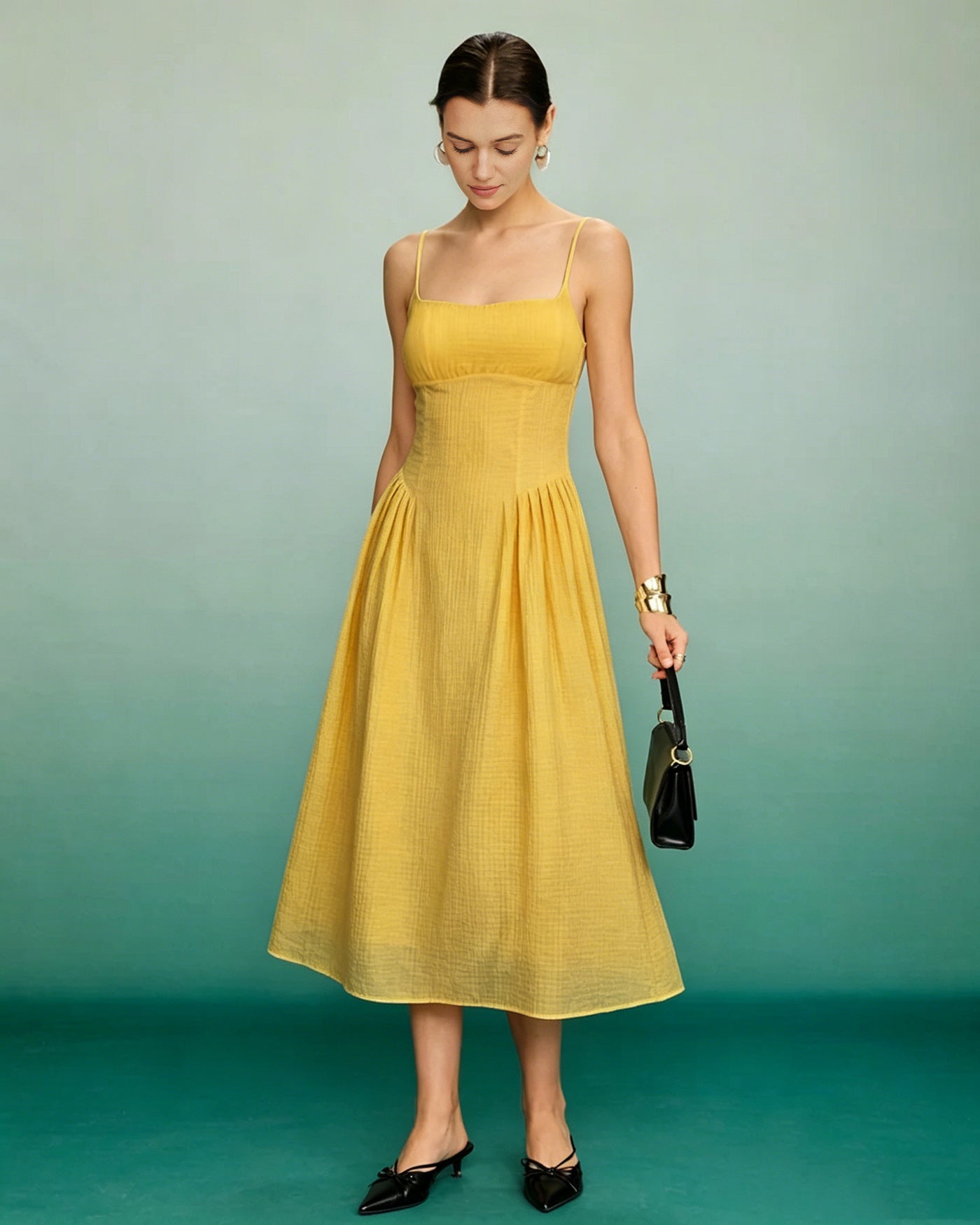 Women's Woven Polyester Midi Dress Dresses - RIHOAS