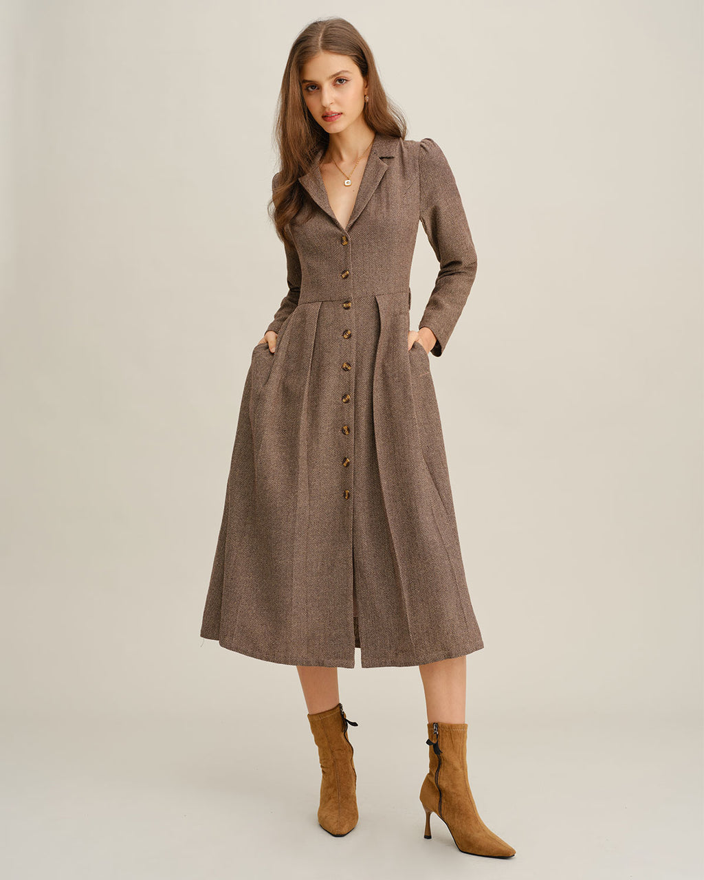 Women's Woven Polyester Midi Dress Dresses - RIHOAS