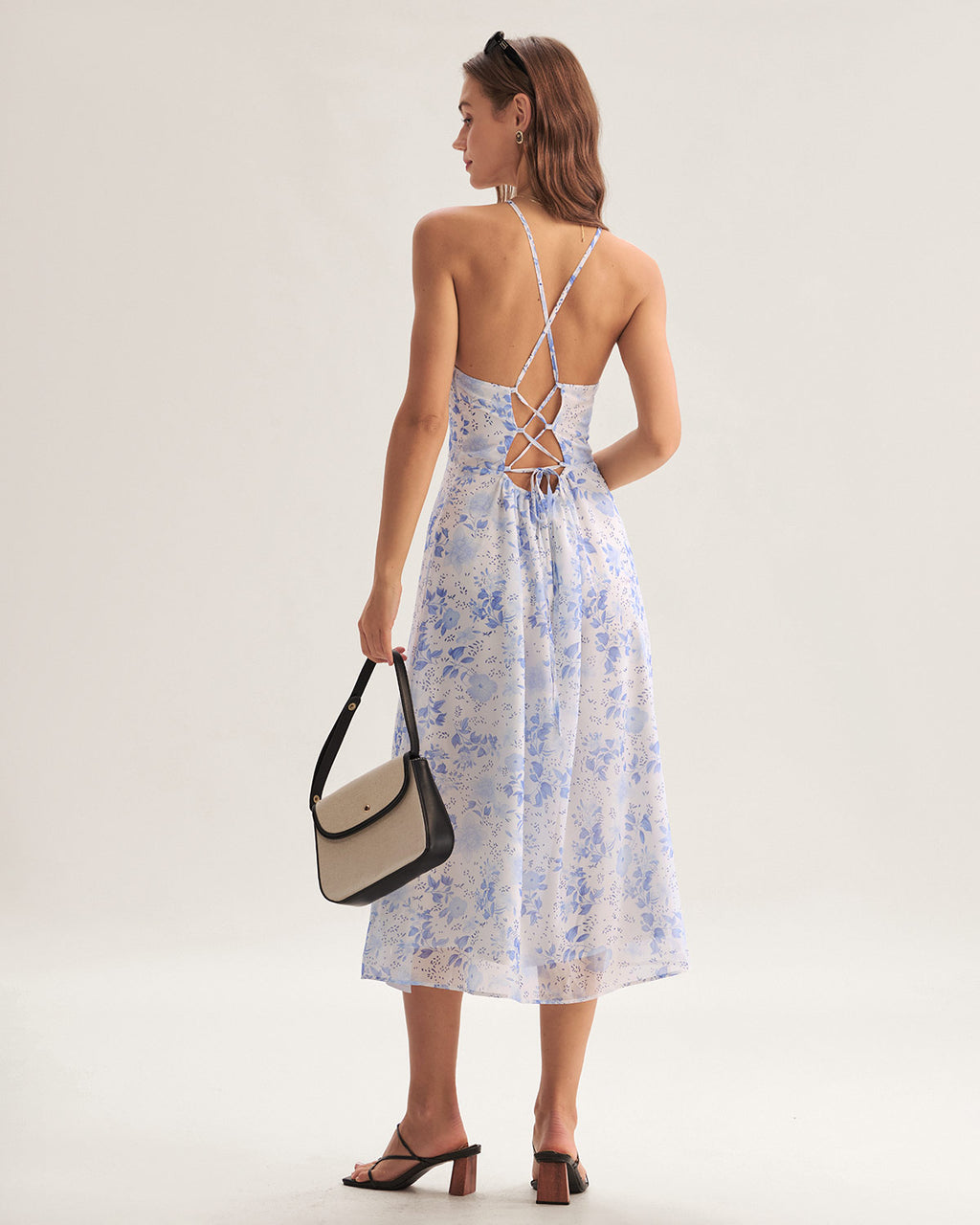 Women's Woven Polyester Midi Dress Dresses - RIHOAS