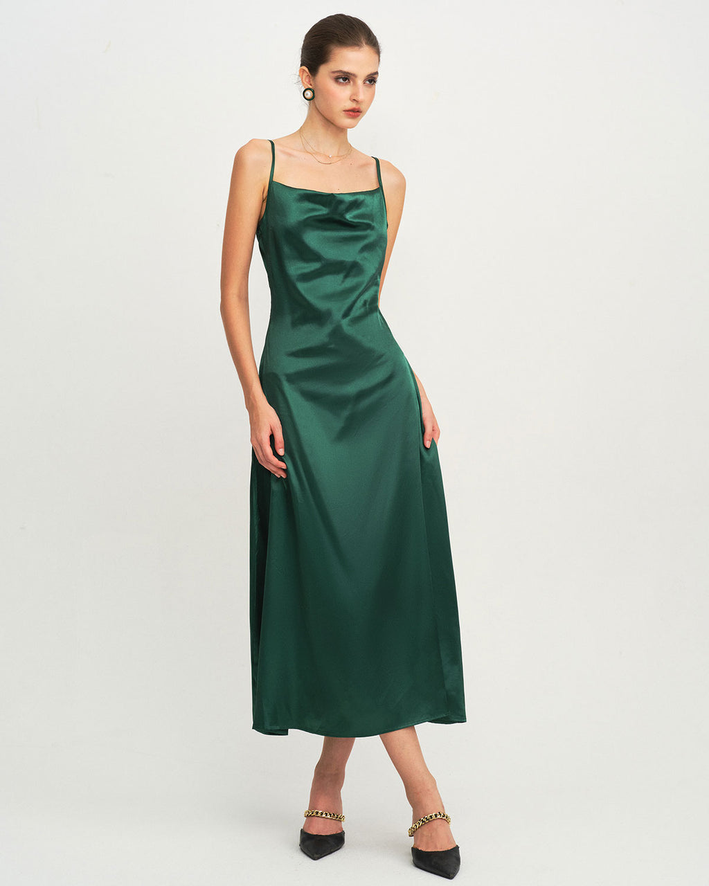Women's Woven Polyester Midi Dress Dresses - RIHOAS