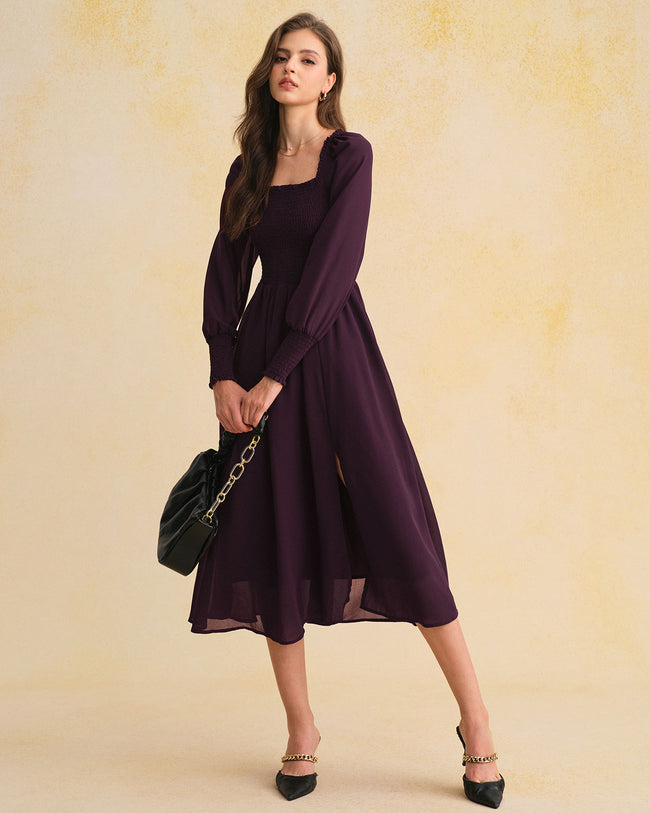 Women's Woven Polyester Midi Dress Dresses - RIHOAS