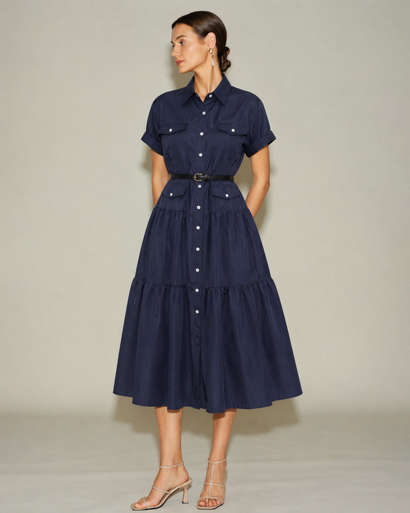Women's  Woven Polyester Midi Dress Dresses - RIHOAS