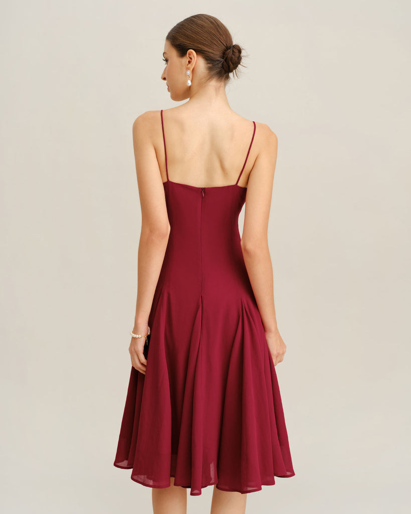 Women's Woven Polyester Midi Dress Dresses - RIHOAS
