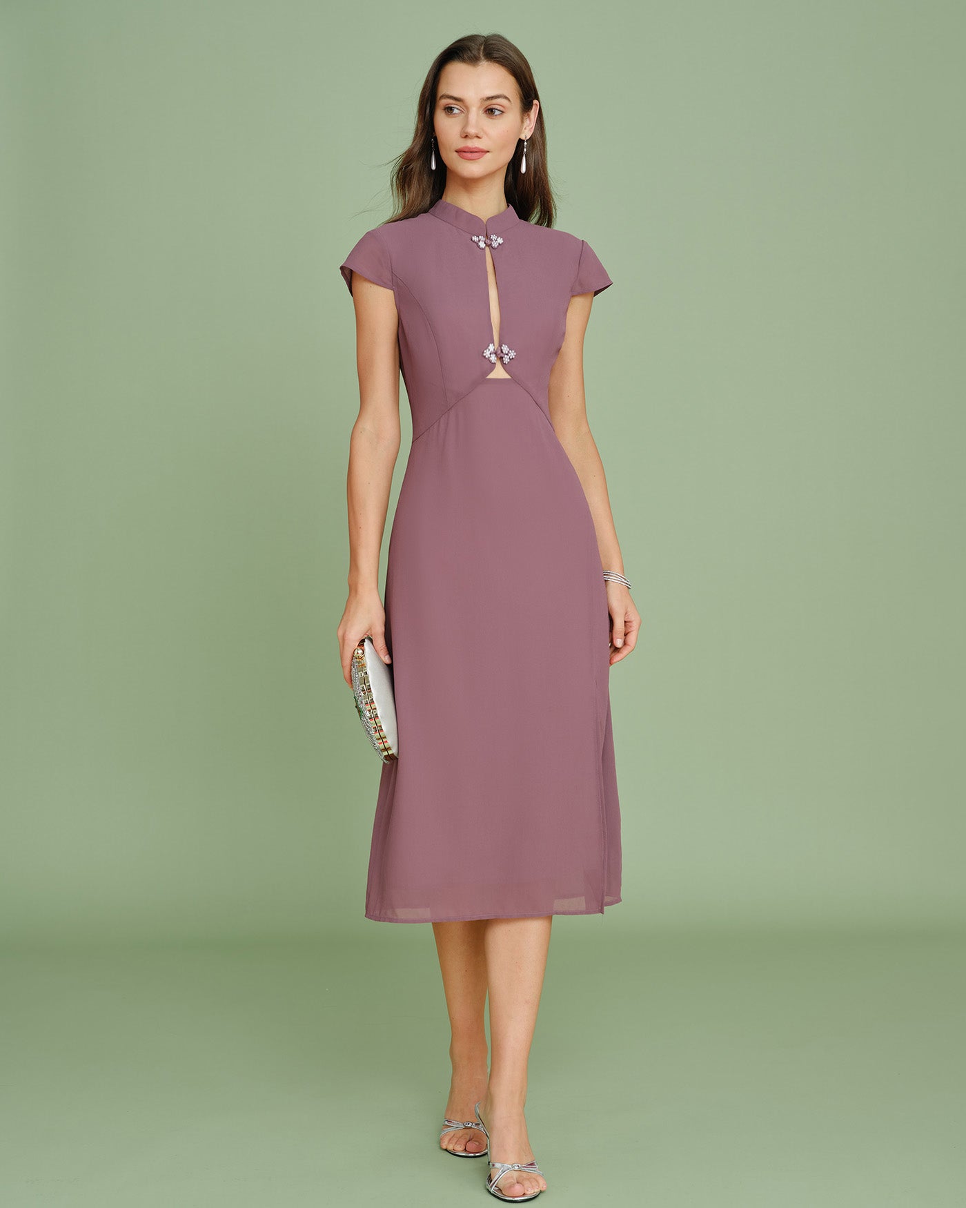 Women's Woven Polyester Midi Dress Dresses - RIHOAS