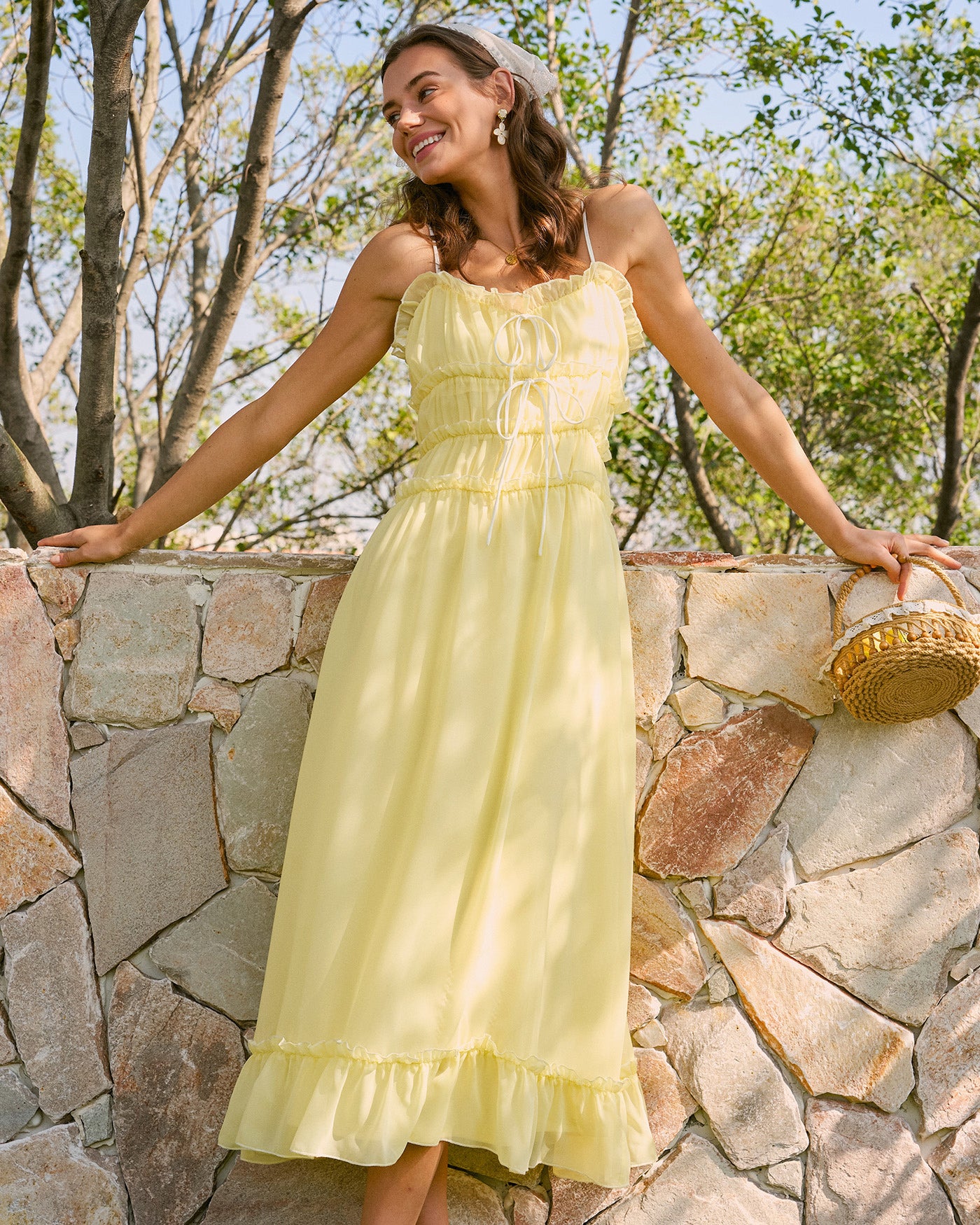 Women's Woven Polyester Midi Dress Dresses - RIHOAS