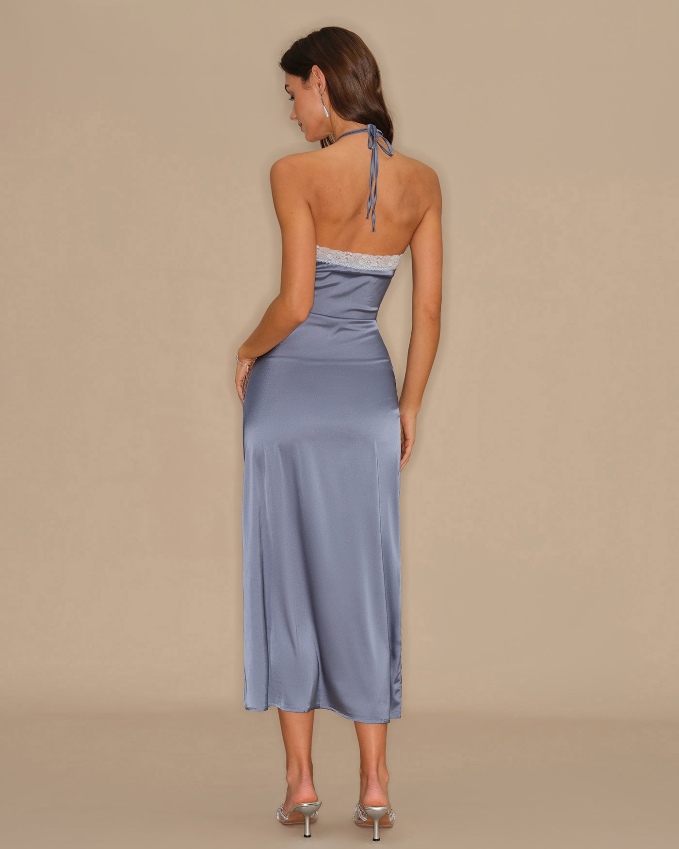 Blue Halter Lace Slip Midi Dress & Reviews - Blue - Dresses Blue Halter Lace Slip Midi Dress & Reviews - Blue - Dresses