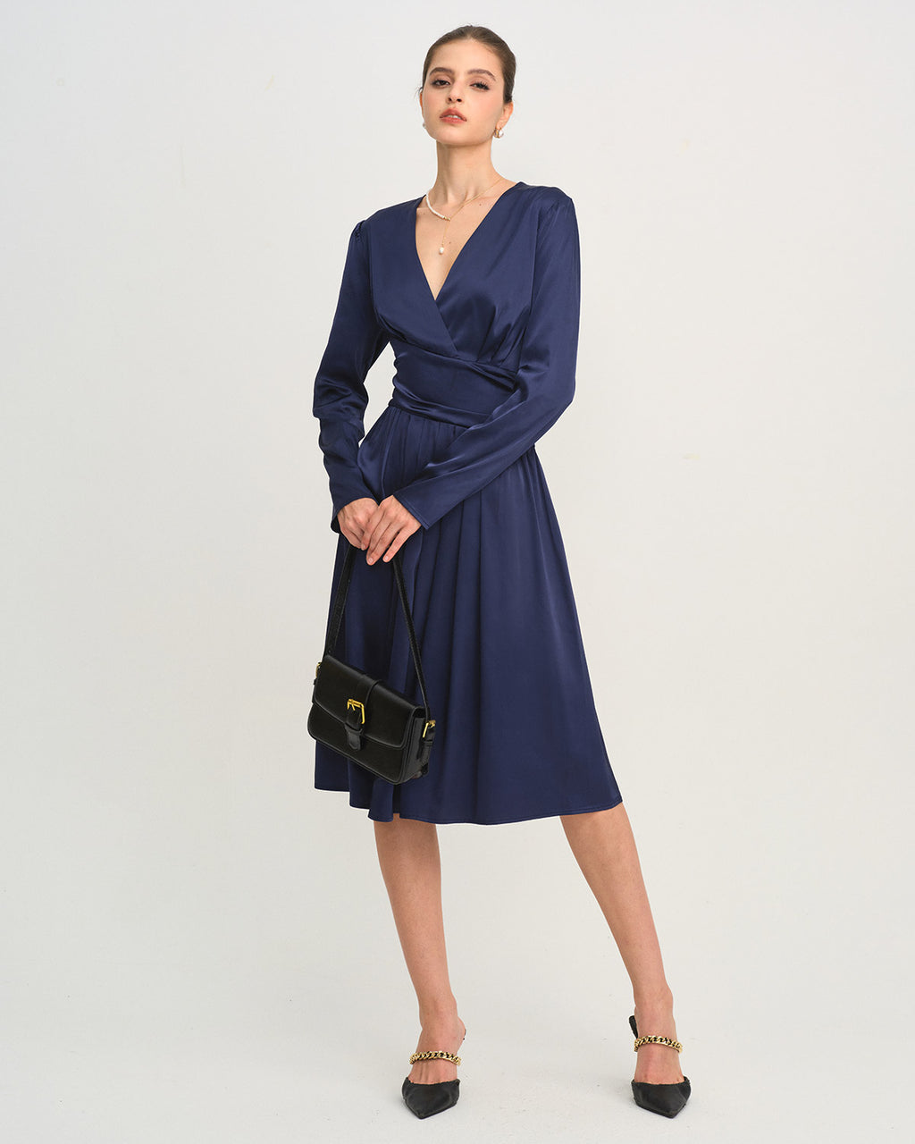 Women's Woven Polyester Midi Dress Dresses - RIHOAS