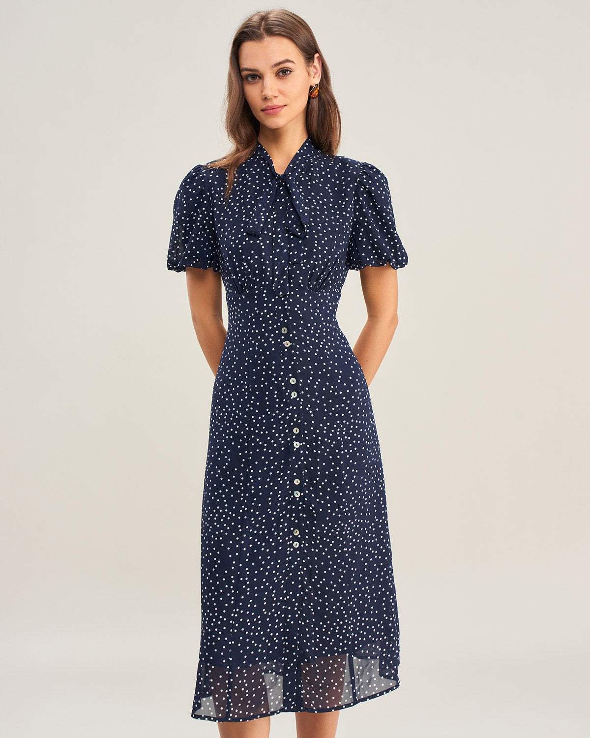 Women's Woven Polyester Midi Dress Dresses - RIHOAS