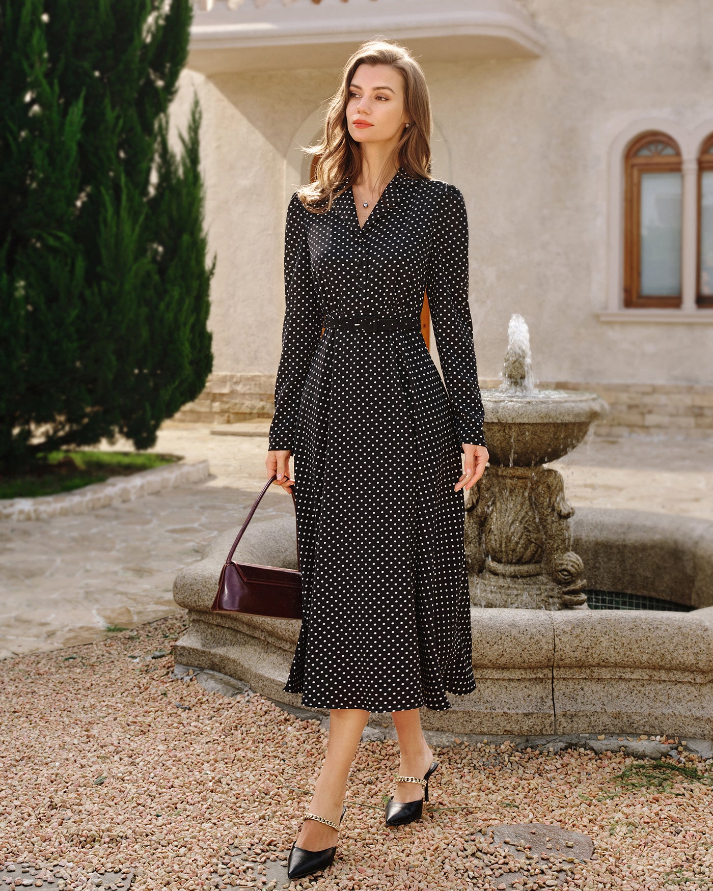 Women's Woven Polyester Midi Dress Dresses - RIHOAS