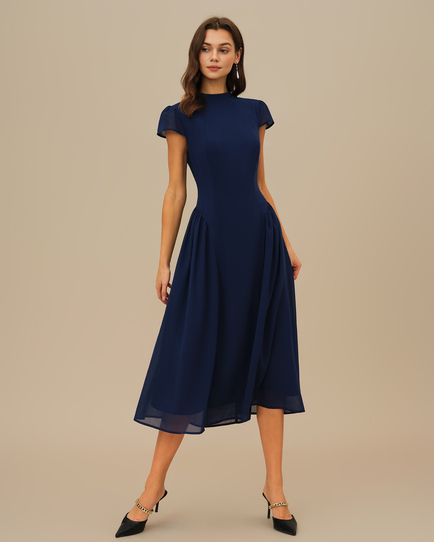 Blue Puffed Sleeve Midi Dress & Reviews - Blue - Dresses | RIHOAS Blue Puffed Sleeve Midi Dress & Reviews - Blue - Dresses | RIHOAS