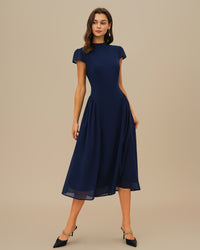 Women's Woven Polyester Midi Dress Dresses - RIHOAS