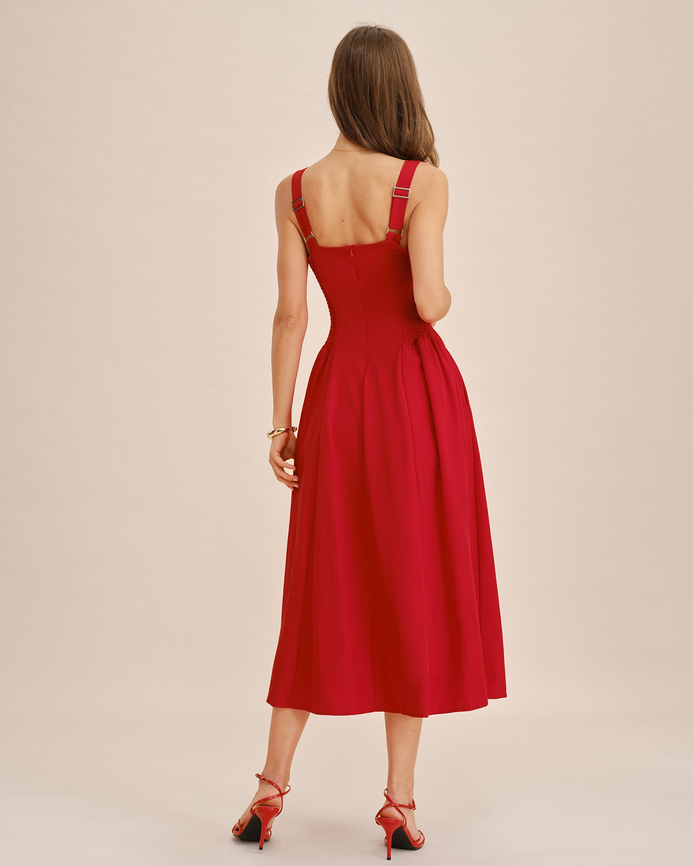 Red Square Neck Sleeveless Midi Dress & Reviews - Red - Dresses