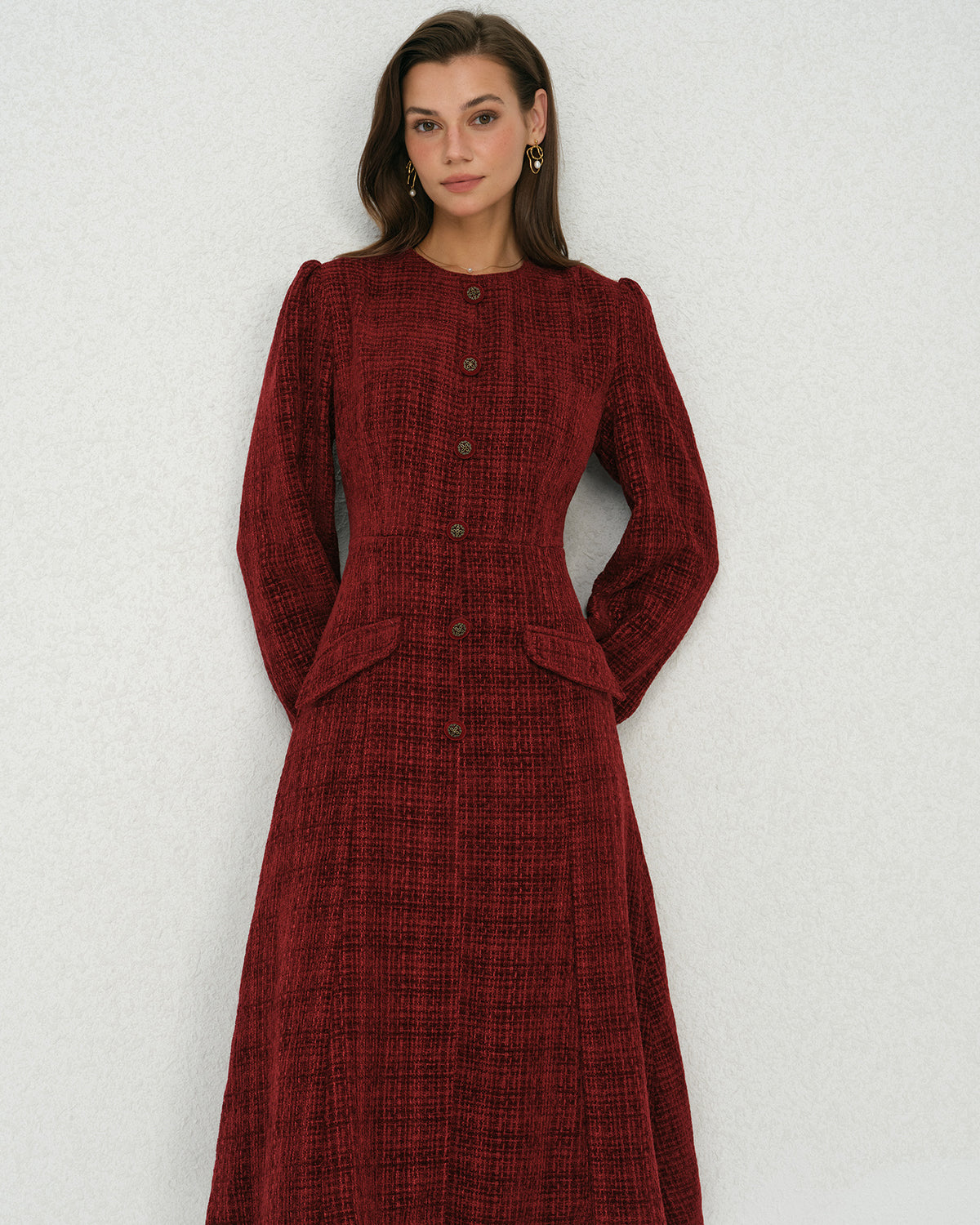 Women's Woven Polyester Midi Dress Dresses - RIHOAS