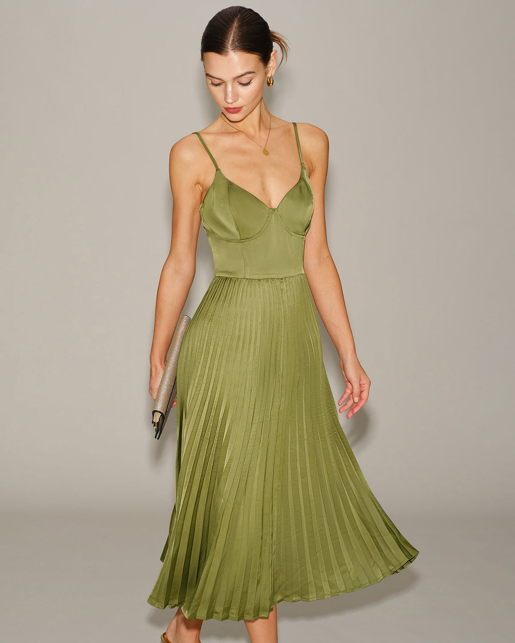 Women's Woven Polyester Midi Dress Dresses - RIHOAS