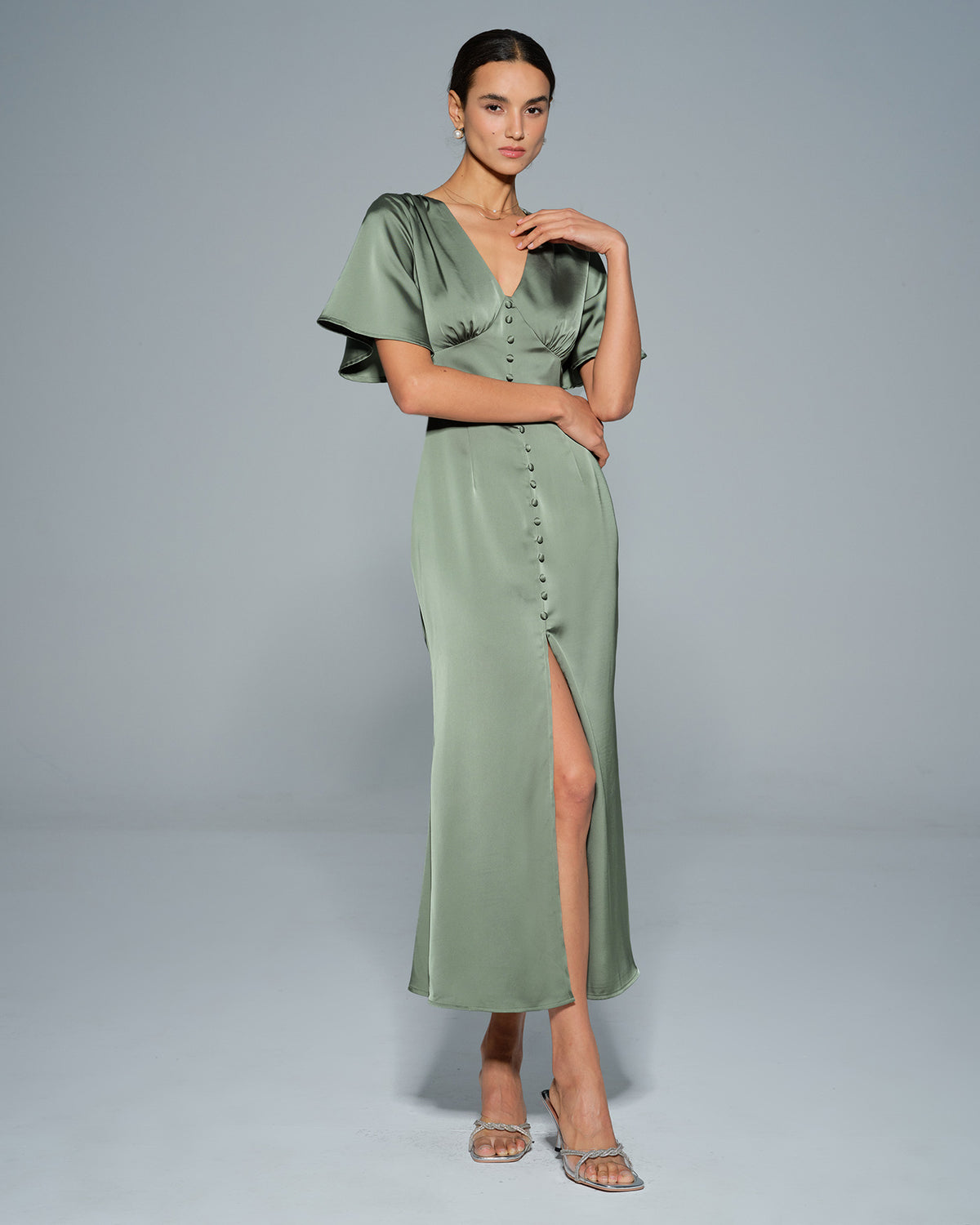 Women's Woven Polyester Midi Dress Dresses - RIHOAS