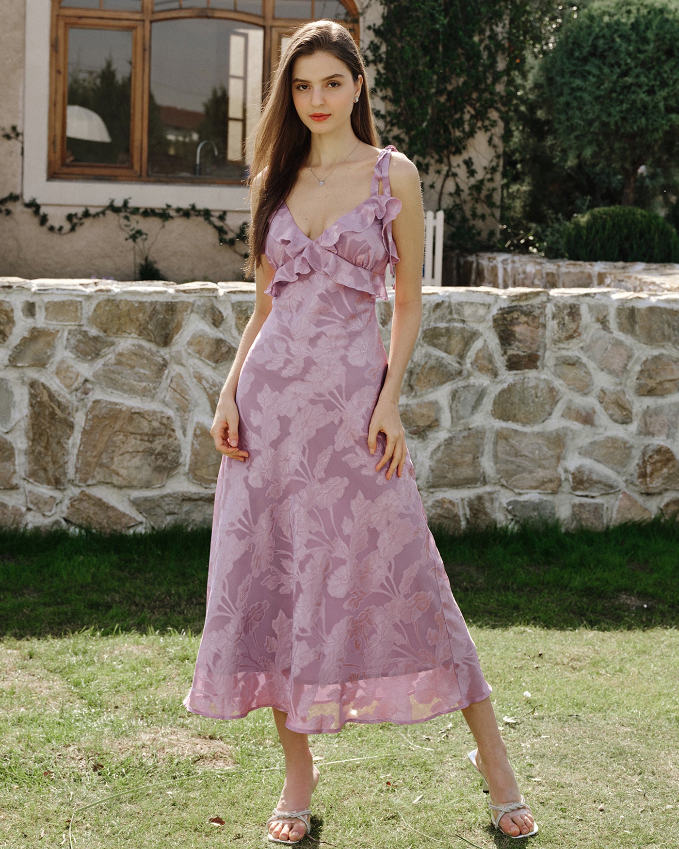 Purple Jacquard Slip Maxi Dress & Reviews - Purple - Dresses | RIHOAS Purple Jacquard Slip Maxi Dress & Reviews - Purple - Dresses | RIHOAS
