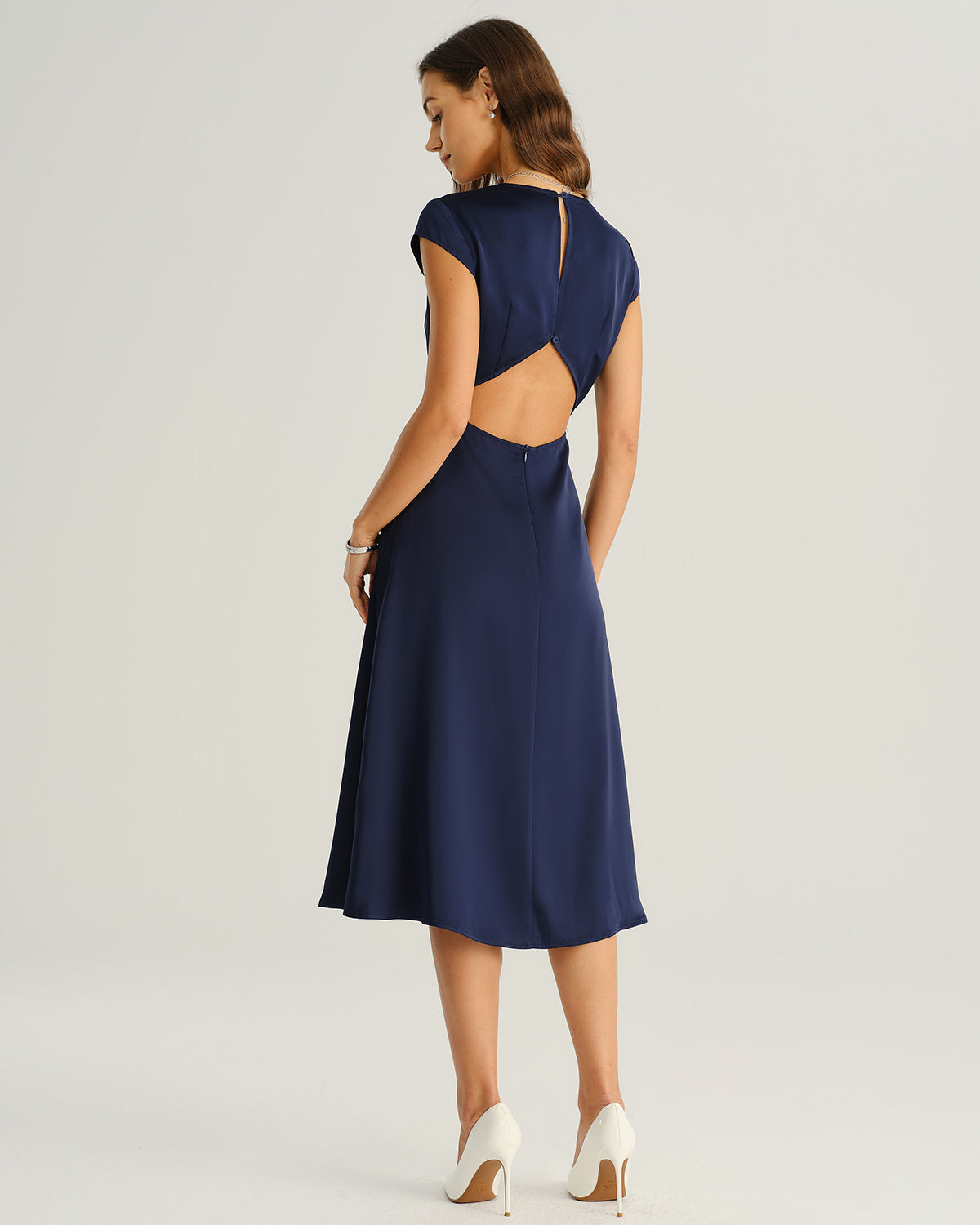 Navy Satin Cut Out Slit Midi Dress & Reviews - Navy - Dresses | RIHOAS Navy Satin Cut Out Slit Midi Dress & Reviews - Navy - Dresses | RIHOAS