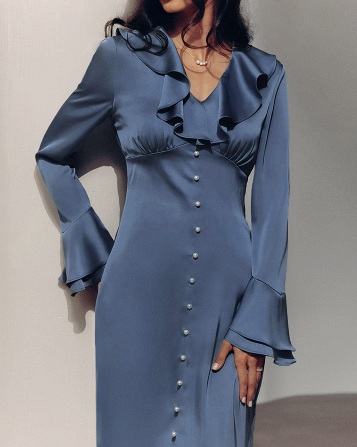 Women's Woven Polyester Midi Dress Dresses - RIHOAS