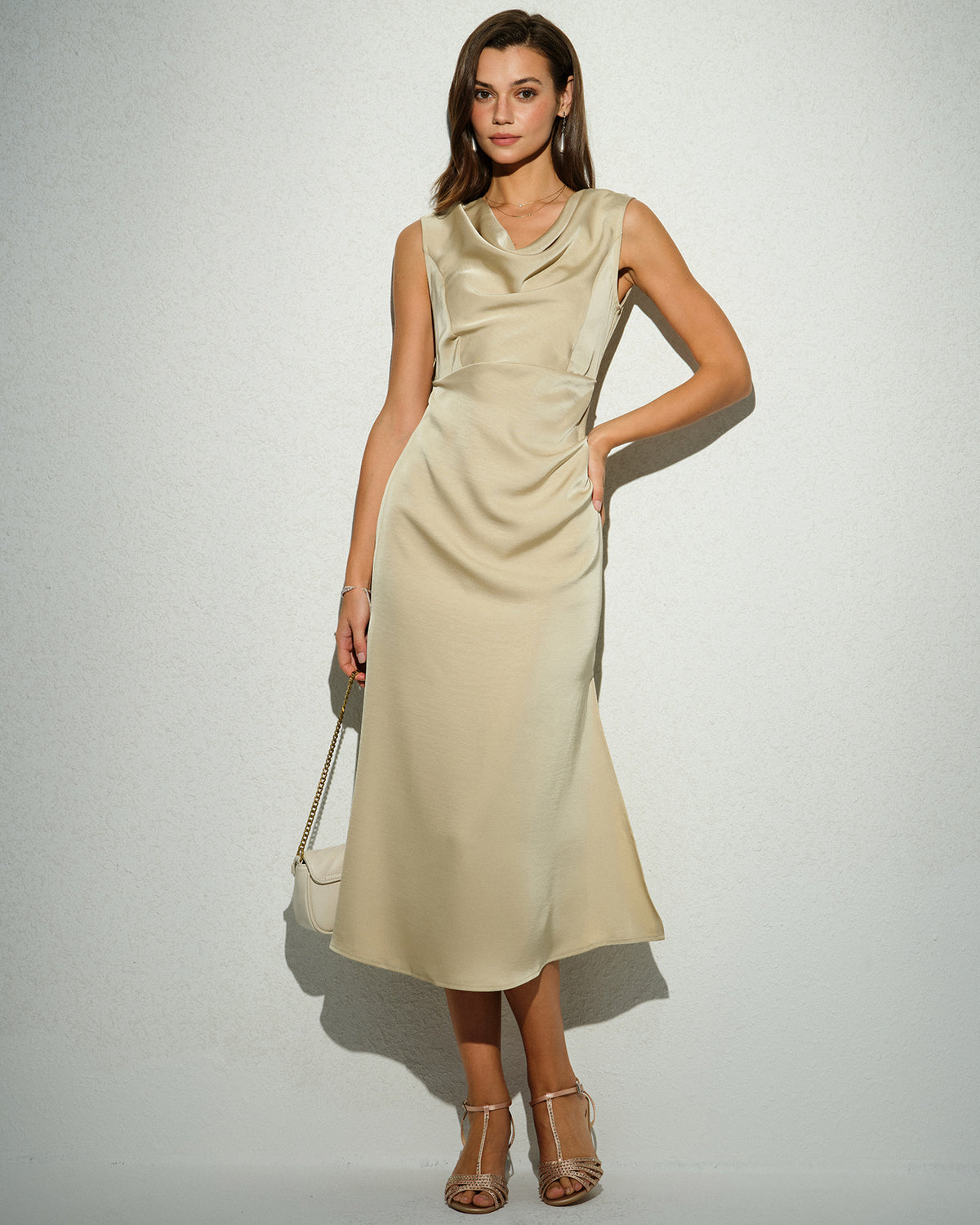 Women's Woven Polyester Midi Dress Dresses - RIHOAS