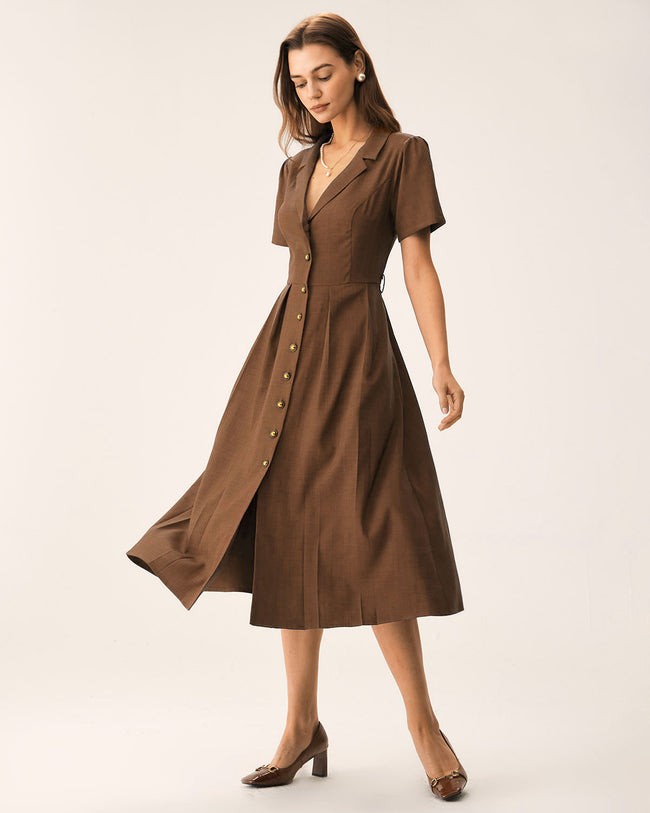 Women's Woven Polyester Midi Dress Dresses - RIHOAS