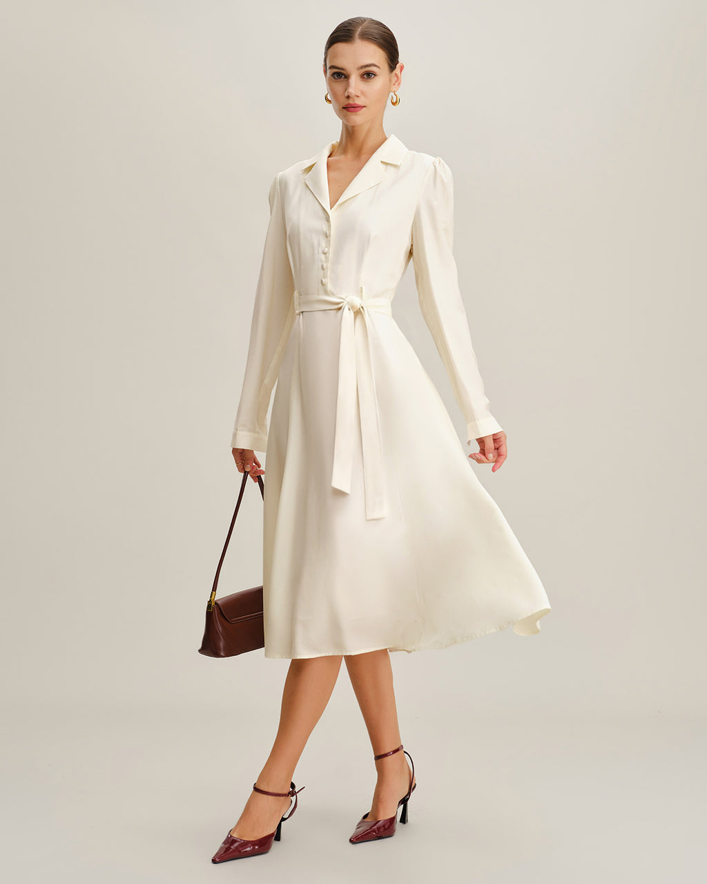 Women's Woven Polyester Midi Dress Dresses - RIHOAS
