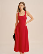 Women's Woven Polyester Midi Dress Dresses - RIHOAS