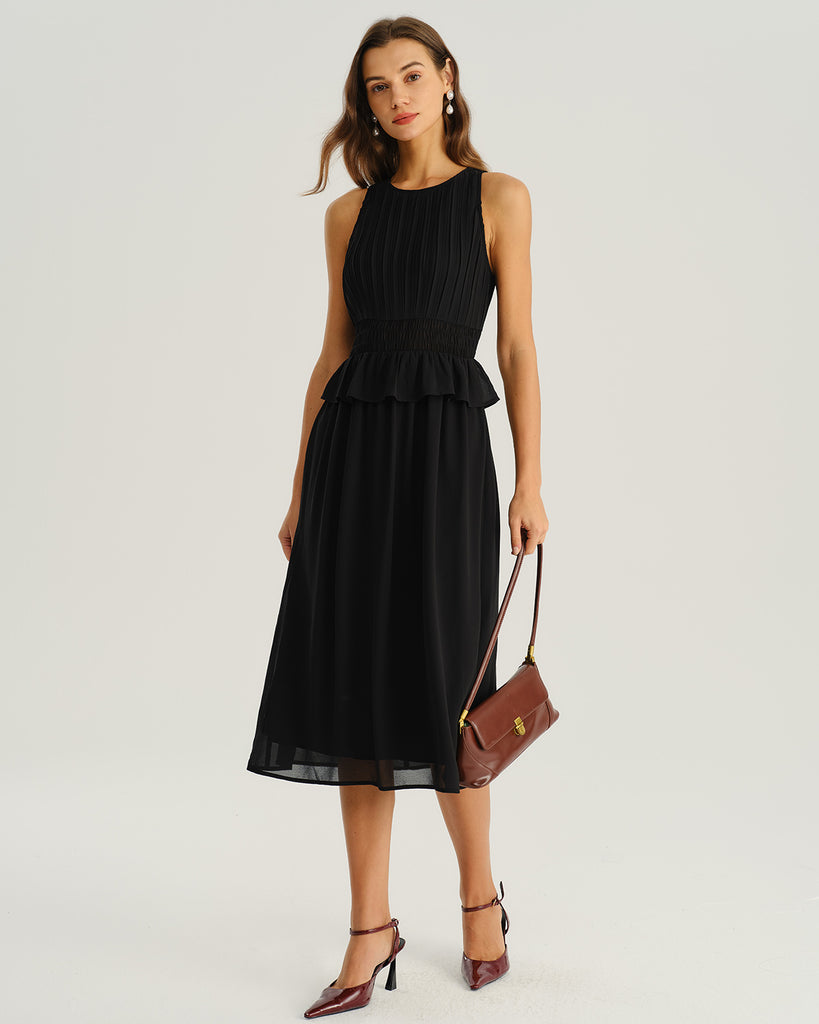 Women's Woven Polyester Midi Dress Dresses - RIHOAS