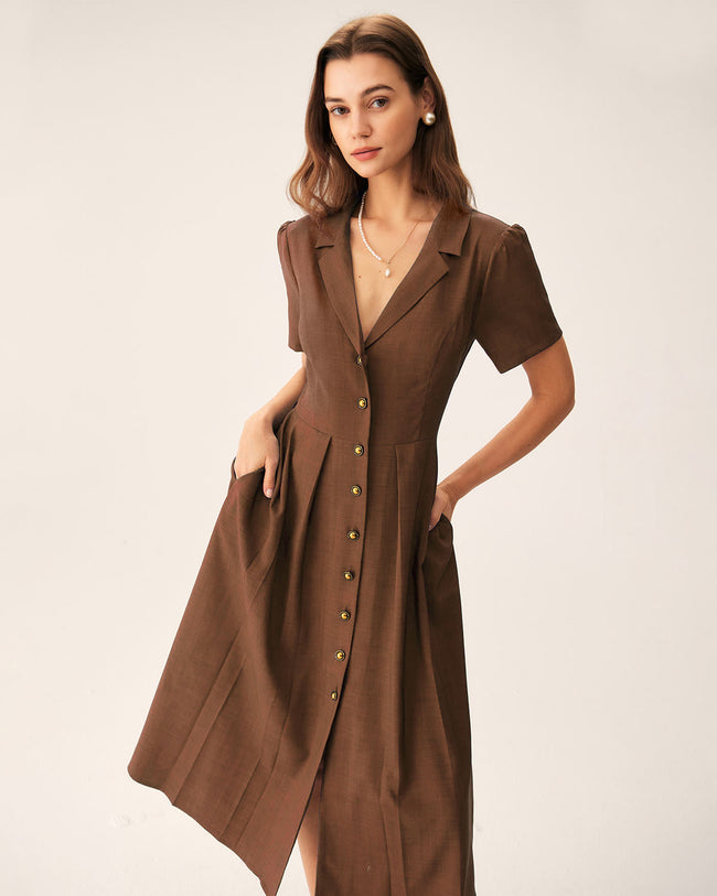 Women's Woven Polyester Midi Dress Dresses - RIHOAS