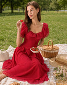 Women's Woven Polyester Midi Dress Dresses - RIHOAS