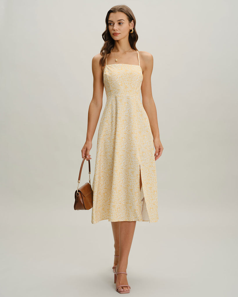 Women's Woven Polyester Midi Dress Dresses - RIHOAS