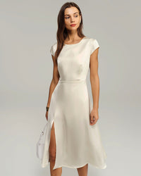 Women's Woven Polyester Midi Dress Dresses - RIHOAS