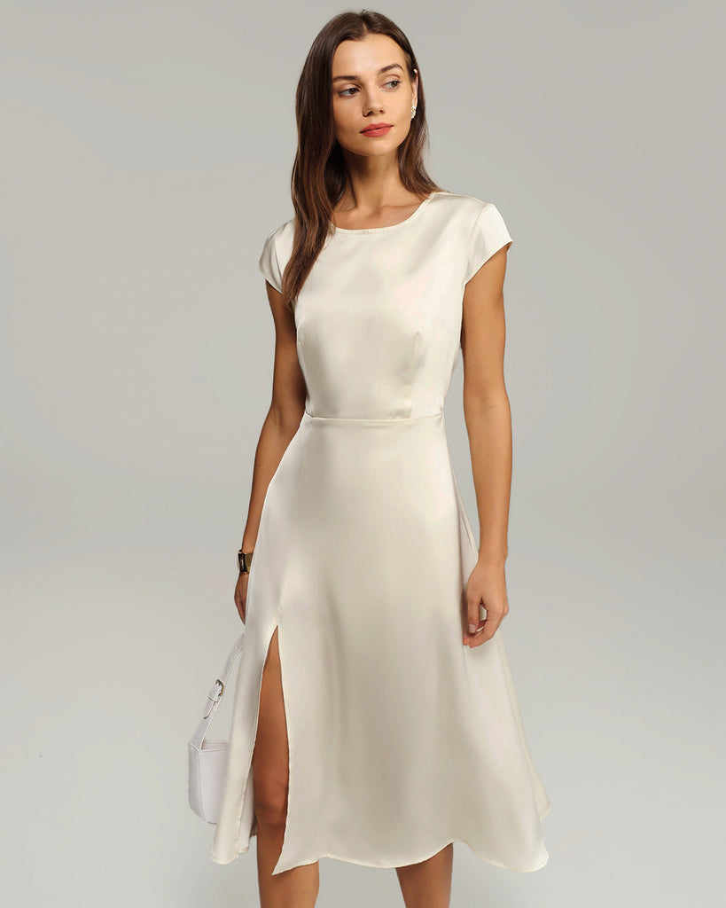 Women's Woven Polyester Midi Dress Dresses - RIHOAS