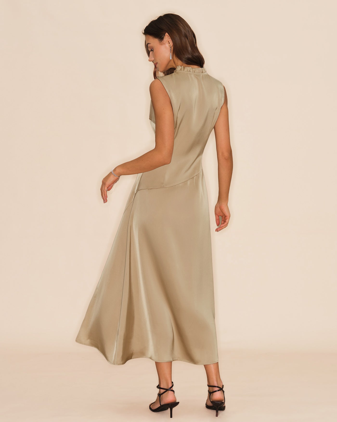 Women's Woven Polyester Midi Dress Dresses - RIHOAS