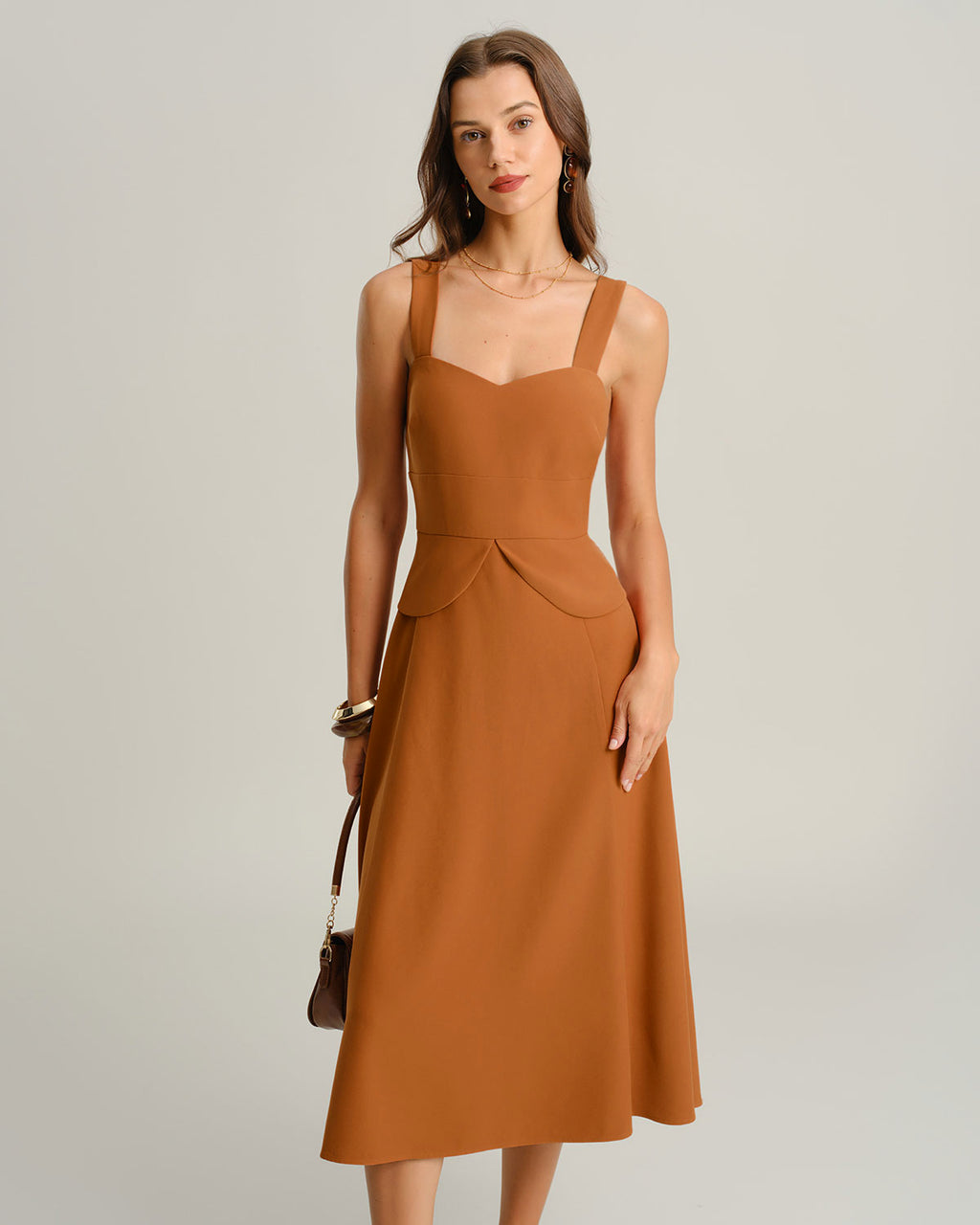 Women's Woven Polyester Midi Dress Dresses - RIHOAS