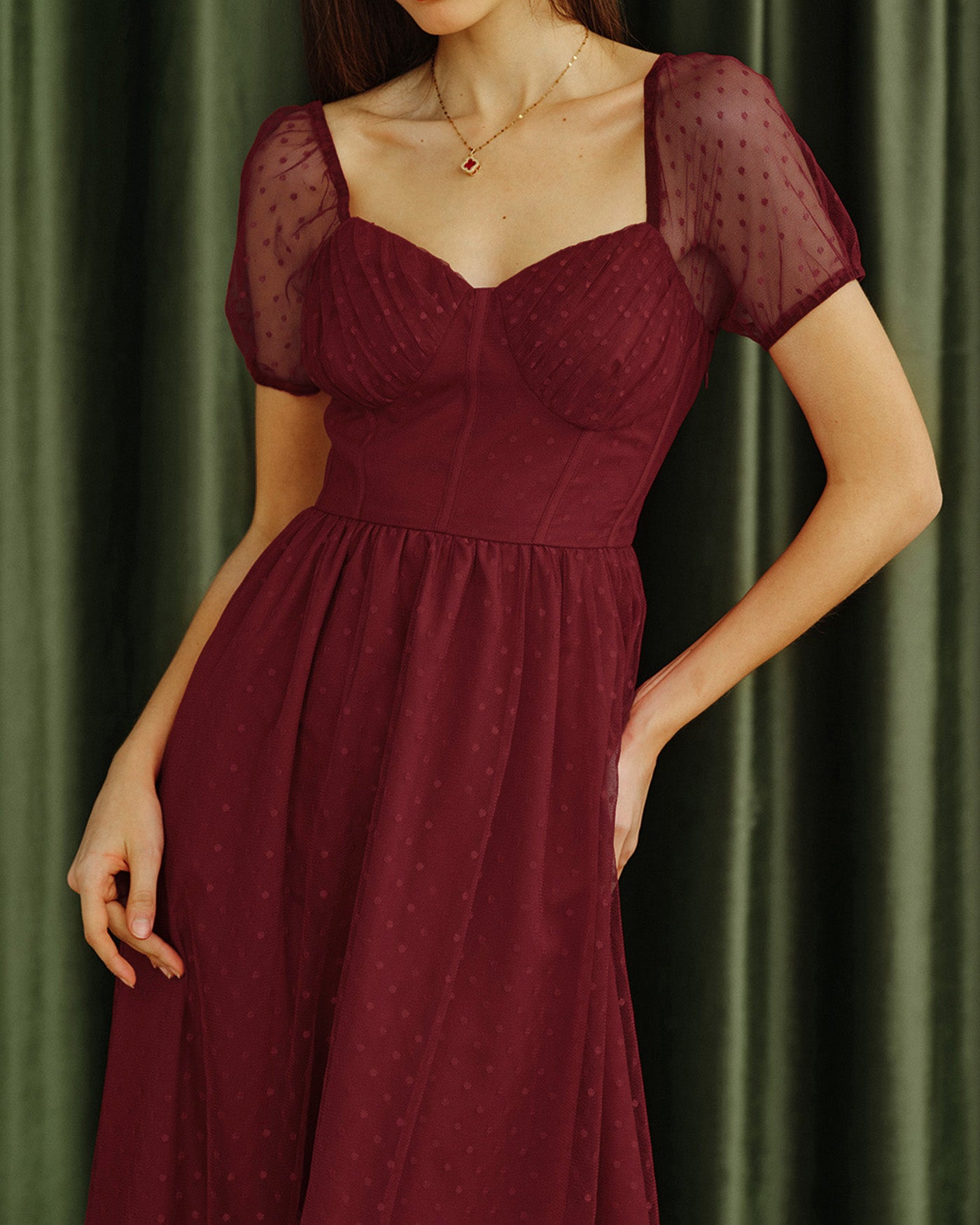 Women's Woven Polyester Midi Dress Dresses - RIHOAS