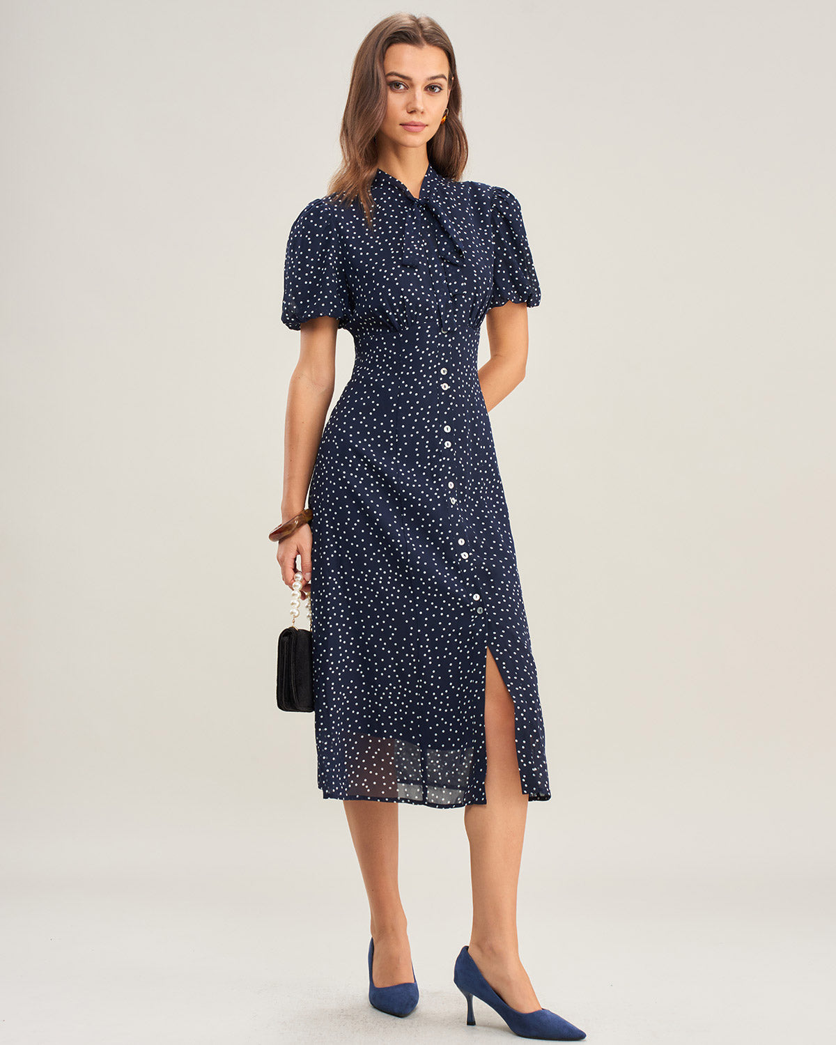 Women's Woven Polyester Midi Dress Dresses - RIHOAS