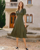 Women's Woven Polyester Midi Dress Dresses - RIHOAS