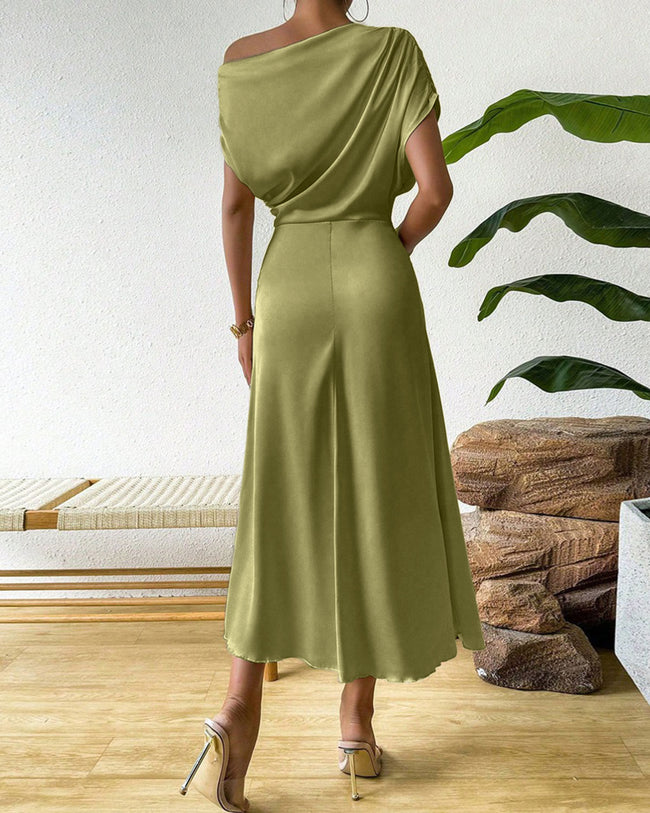 Women's Woven Polyester Midi Dress Dresses - RIHOAS