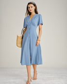 Women's Woven Polyester Midi Dress Dresses - RIHOAS